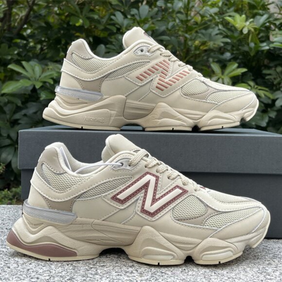 New Balance 9060 Brown/Cream Suede Sneakers - Picture 1 of 14